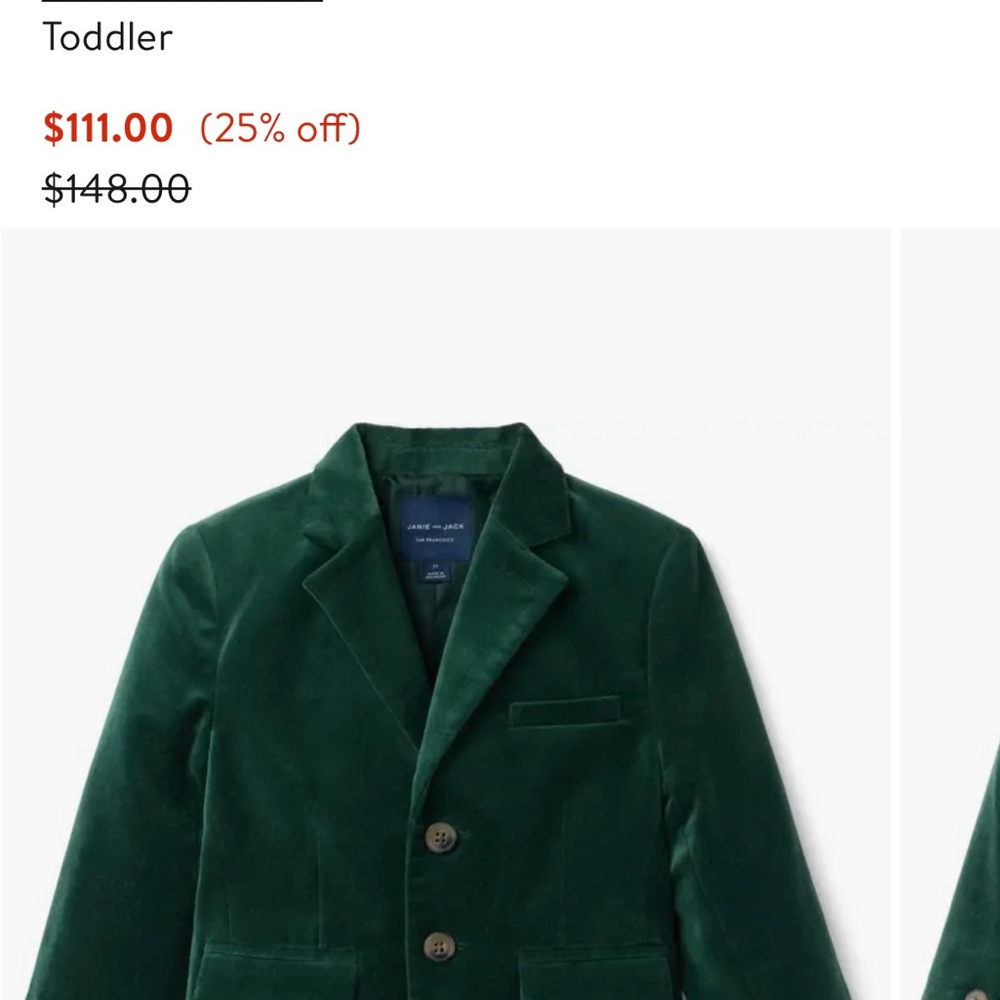 Janie and Jack Forest Green Velvet Blazer